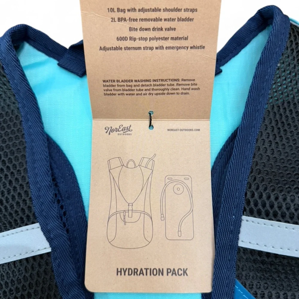 Outdoors Hydration Backpack with SEALED 2-liter Reservoir and Hose (NWT)